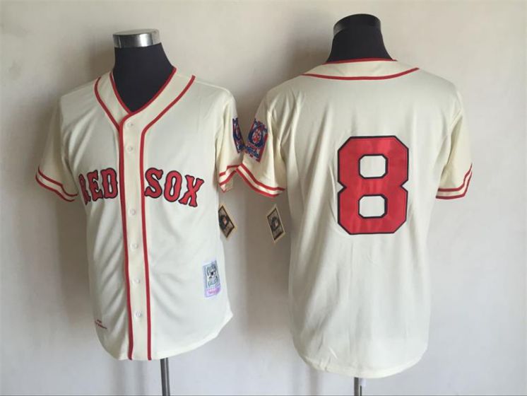 Men Boston Red Sox #8 Carl Yastrzemski Gream Throwback MLB Jerseys->boston red sox->MLB Jersey